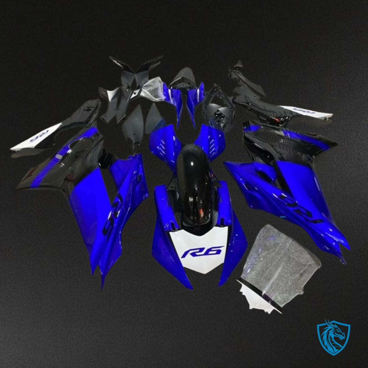 Yamaha YZF R6 (2017-2019) Blue, White & Black - MERGEment Motorcycle Fairings Kit