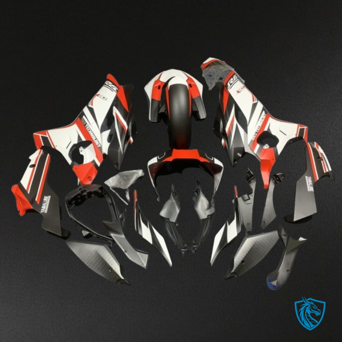 Yamaha YZF R6 (2017-2019) White, Black & Red Fairings Kit | ABS Bodywork