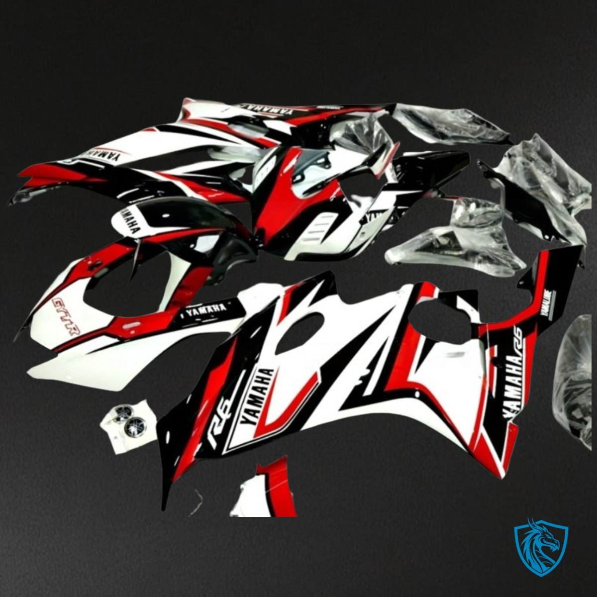 Yamaha YZF R6 (2017-2019) White, Red & Black Fairing Kit - Aftermarket ABS Bodywork