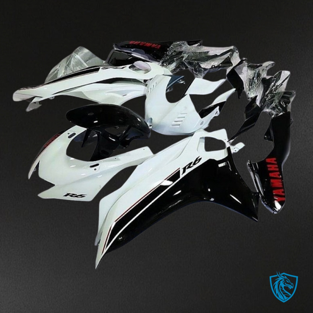 Yamaha YZF R6 (2017-2019) White, Black & Red Stripe Fairing Kit - Aftermarket ABS Bodywork