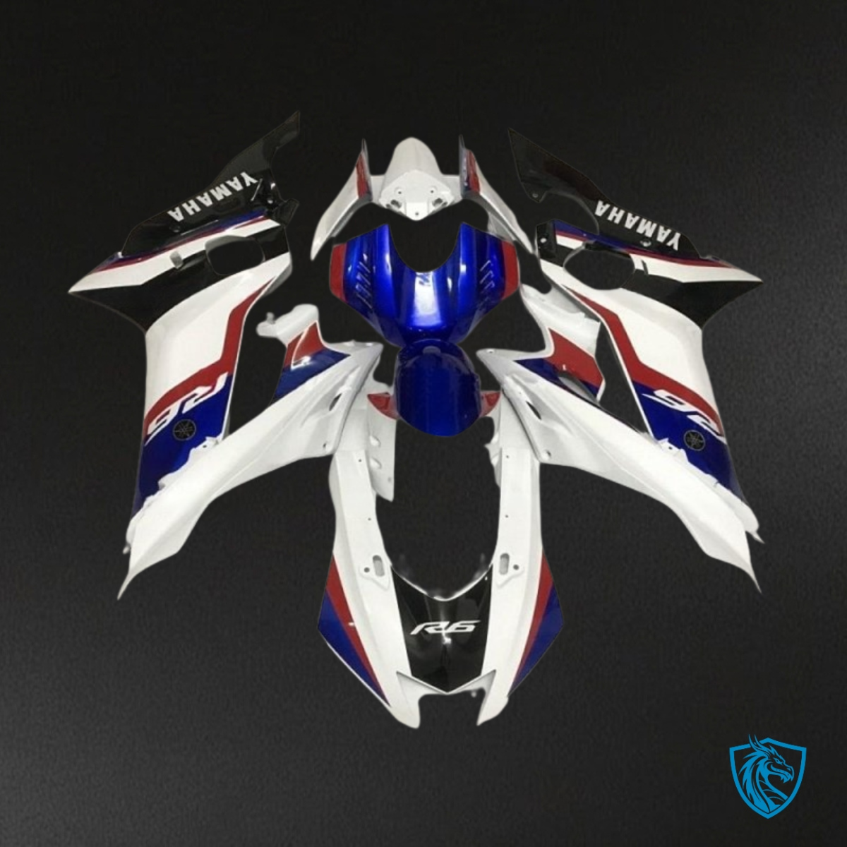 Yamaha YZF R6 (2017-2019) White, Blue & Red Logo Fairing Kit | ABS Bodywork