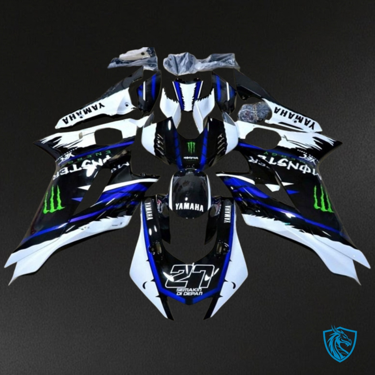 Yamaha YZF R6 (2017-2019) Black, White & Blue - Custom ABS Fairing Kit