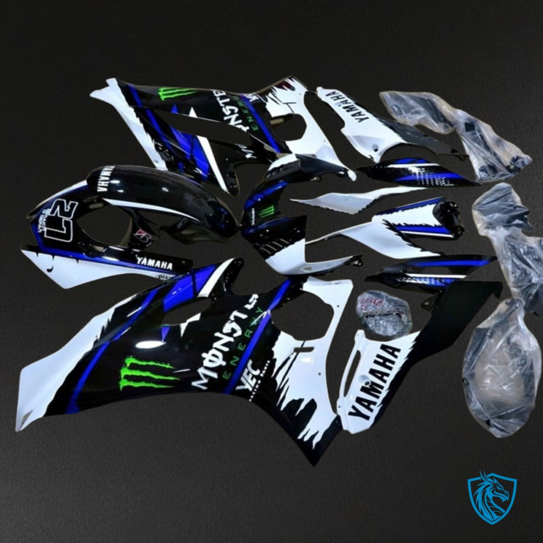 Yamaha YZF R6 (2017-2019) Black, White & Blue - Custom ABS Fairing Kit