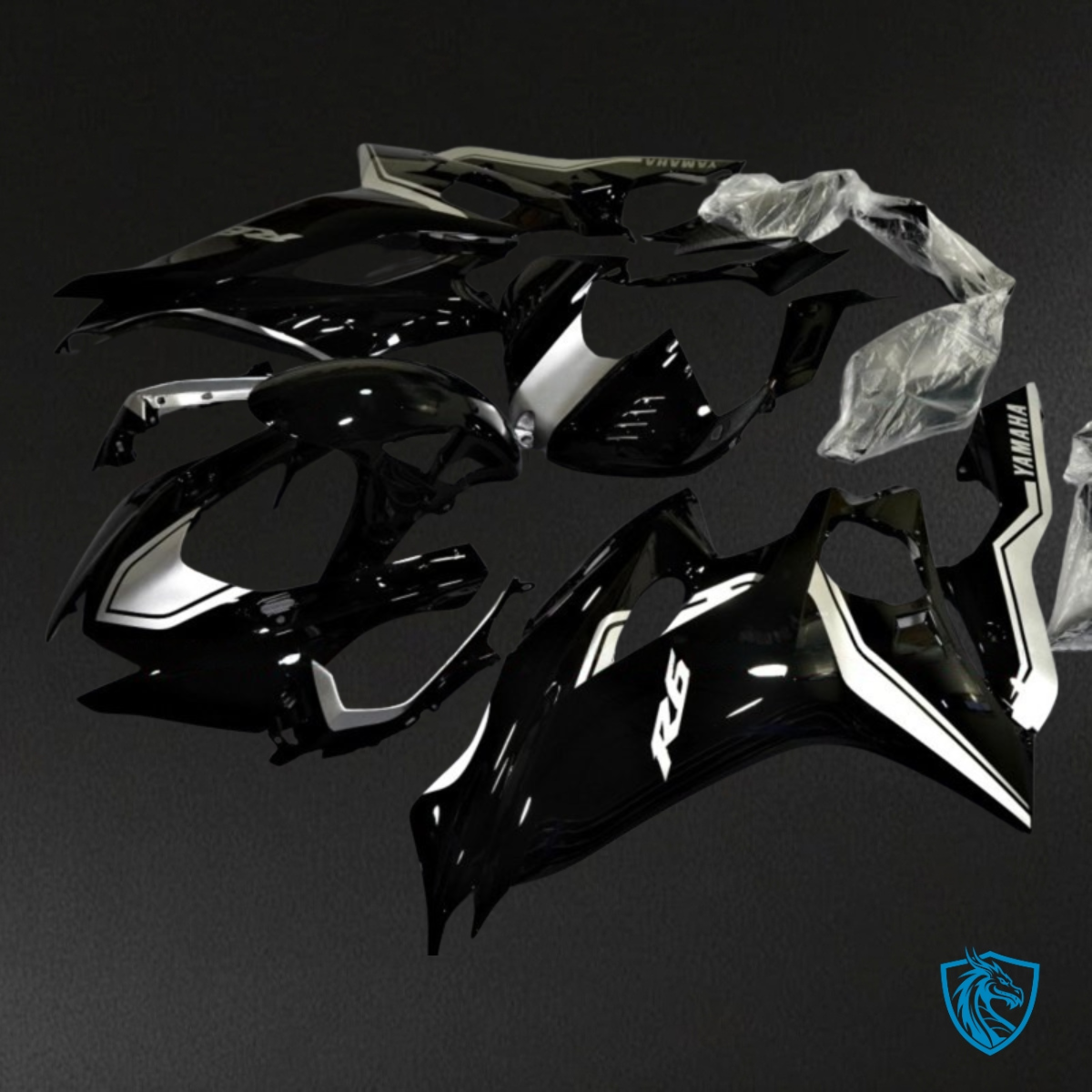 Yamaha YZF R6 (2017-2019) Gloss Black & White Fairing Kit - Aftermarket ABS Bodywork