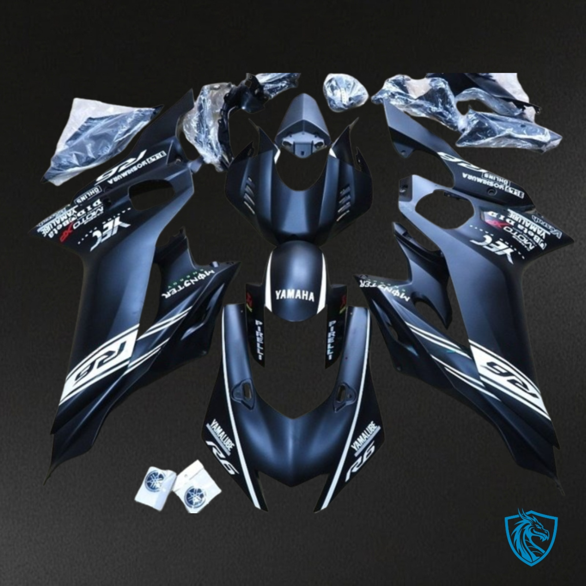 Yamaha YZF R6 (2017-2019) Dark Blue & White Logo - Custom ABS Fairing Kit