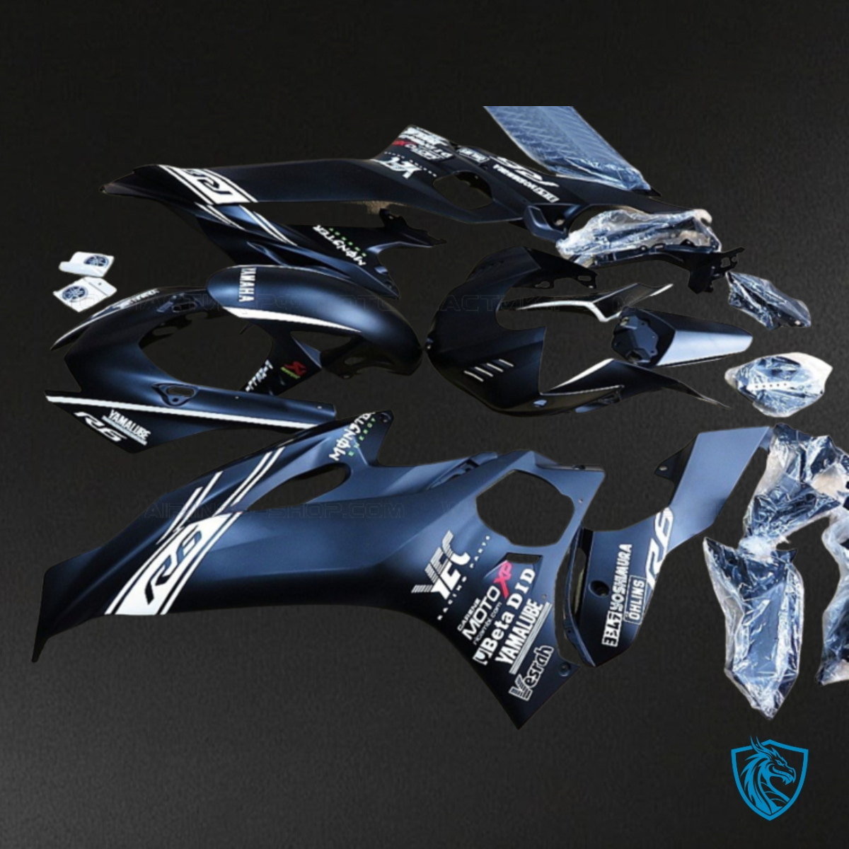 Yamaha YZF R6 (2017-2019) Dark Blue & White Logo - Custom ABS Fairing Kit