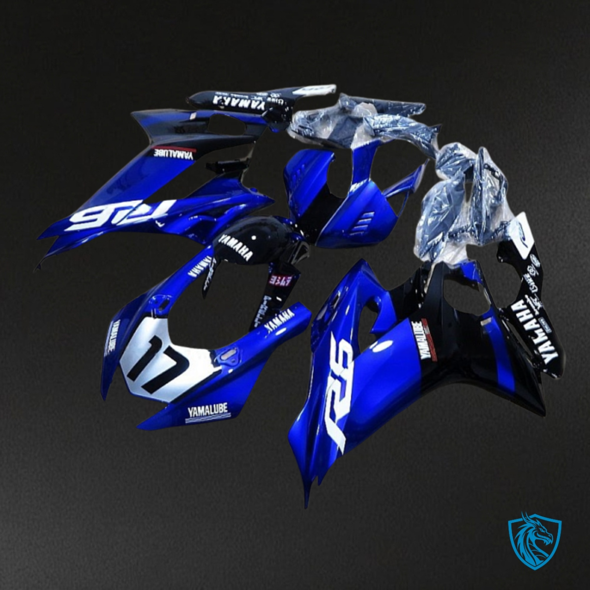Yamaha YZF R6 (2017-2019) Glossy Blue, White & Black - MERGEment Motorcycle Fairings Kit