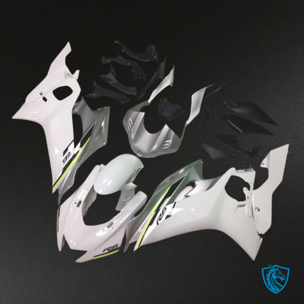 Yamaha YZF R6 (2017-2019) Glossy White & Silver Fairing Kit | ABS Bodywork