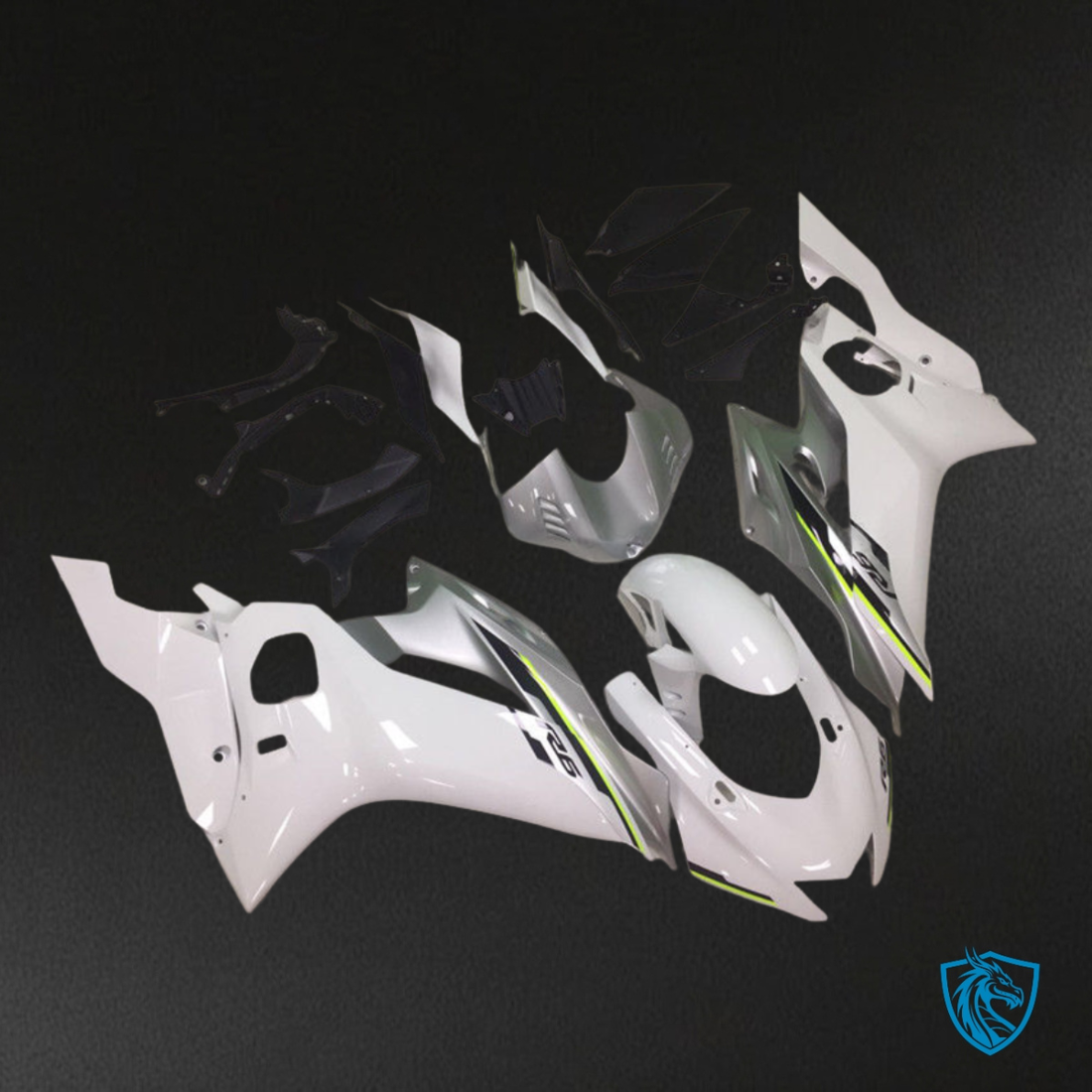 Yamaha YZF R6 (2017-2019) Glossy White & Silver Fairing Kit | ABS Bodywork