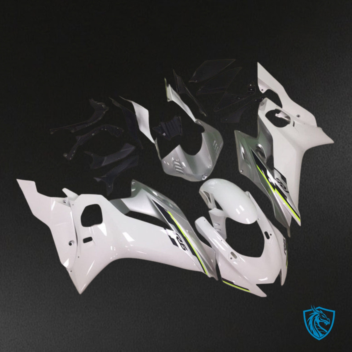 Yamaha YZF R6 (2017-2019) Glossy White & Silver Fairing Kit | ABS Bodywork