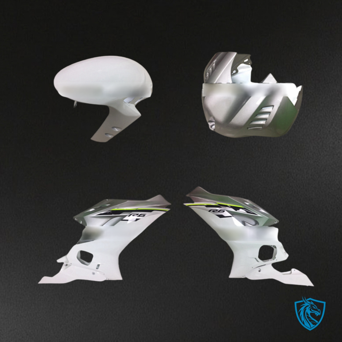Yamaha YZF R6 (2017-2019) Glossy White & Silver Fairing Kit | ABS Bodywork