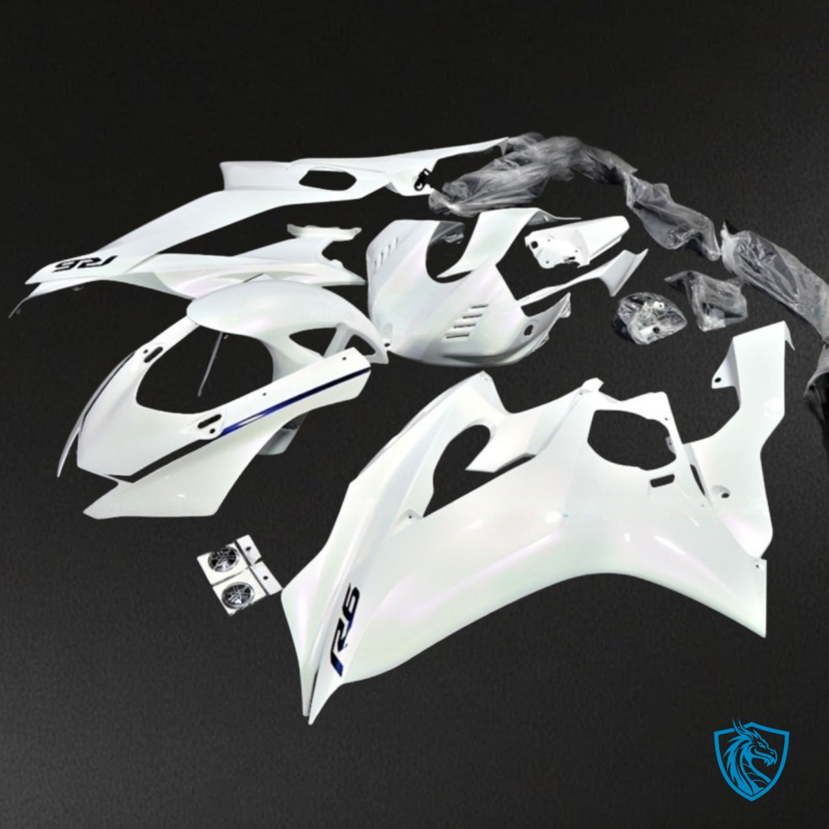 Yamaha YZF R6 (2017-2019) Glossy White & Black - MERGEment Motorcycle Fairings Kit
