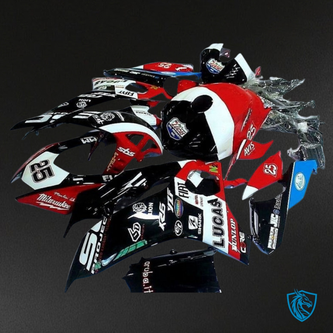 Yamaha YZF R6 (2017-2019) White, Red & Black - MERGEment Motorcycle Fairings Kit