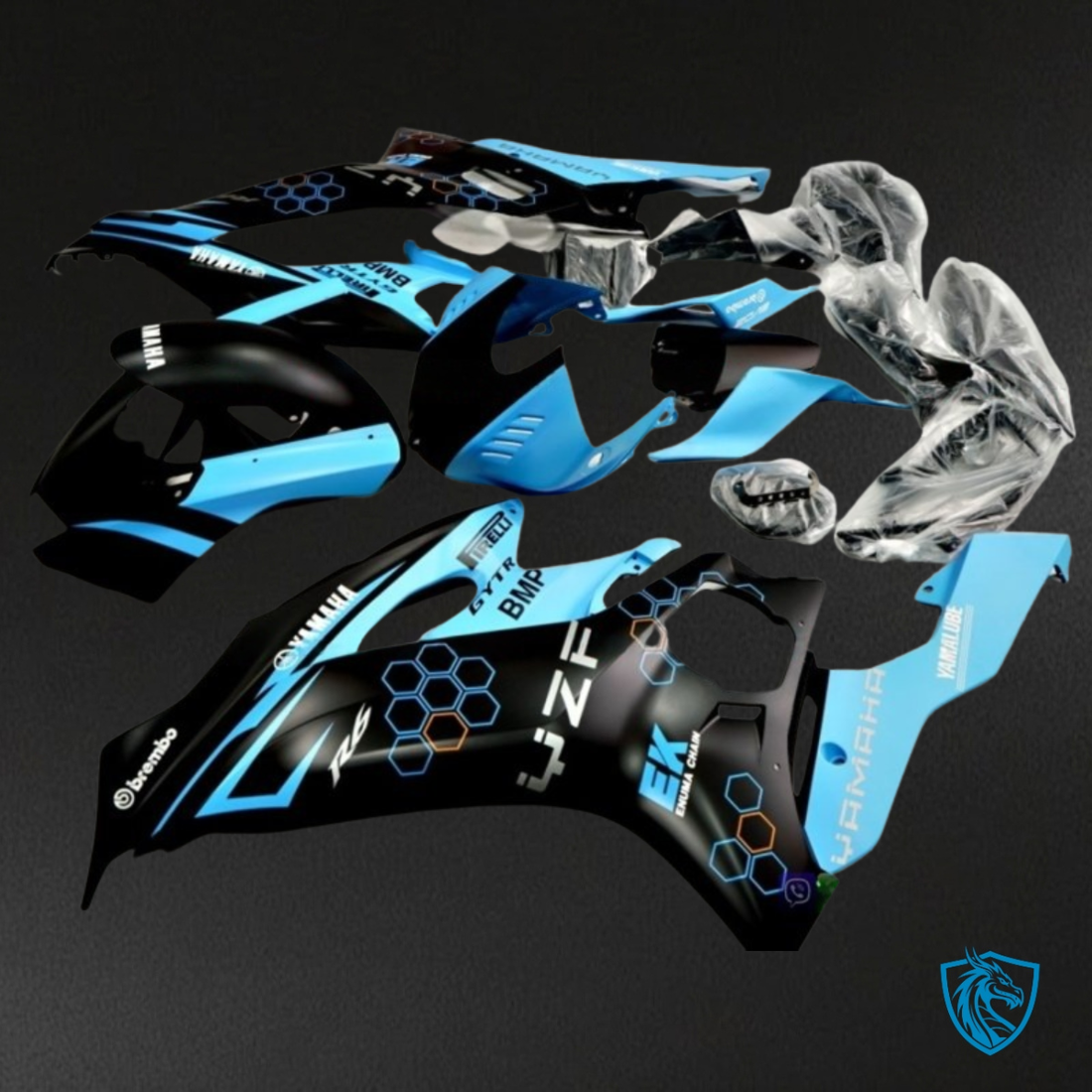 Yamaha YZF R6 (2017-2019) Black & Blue - Custom ABS Fairing Kit