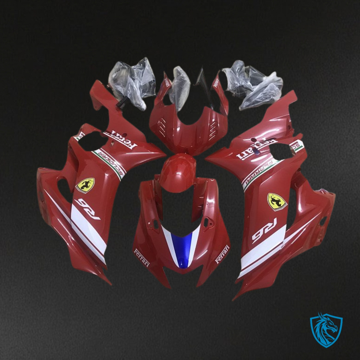 Yamaha YZF R6 (2017-2019) Red & White Ferrari Fairing Kit - Aftermarket ABS Bodywork