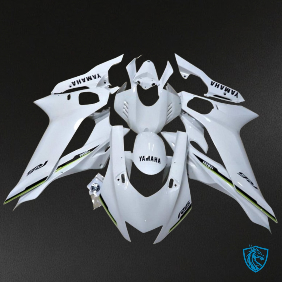 Yamaha YZF R6 (2017-2019) White & Black Logo Fairing Kit | ABS Bodywork