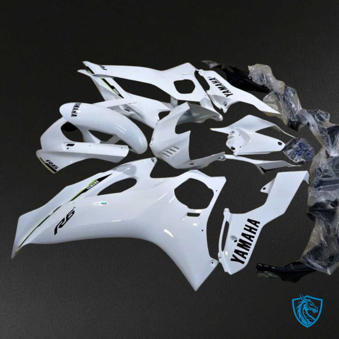 Yamaha YZF R6 (2017-2019) White & Black Logo Fairing Kit | ABS Bodywork