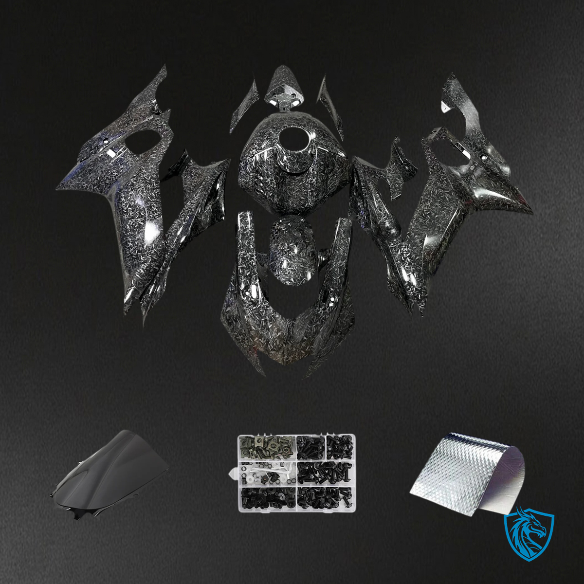 Yamaha YZF R6 (2017-2023) Carbon Fiber Black & Gray - MERGEment Fairing Kit