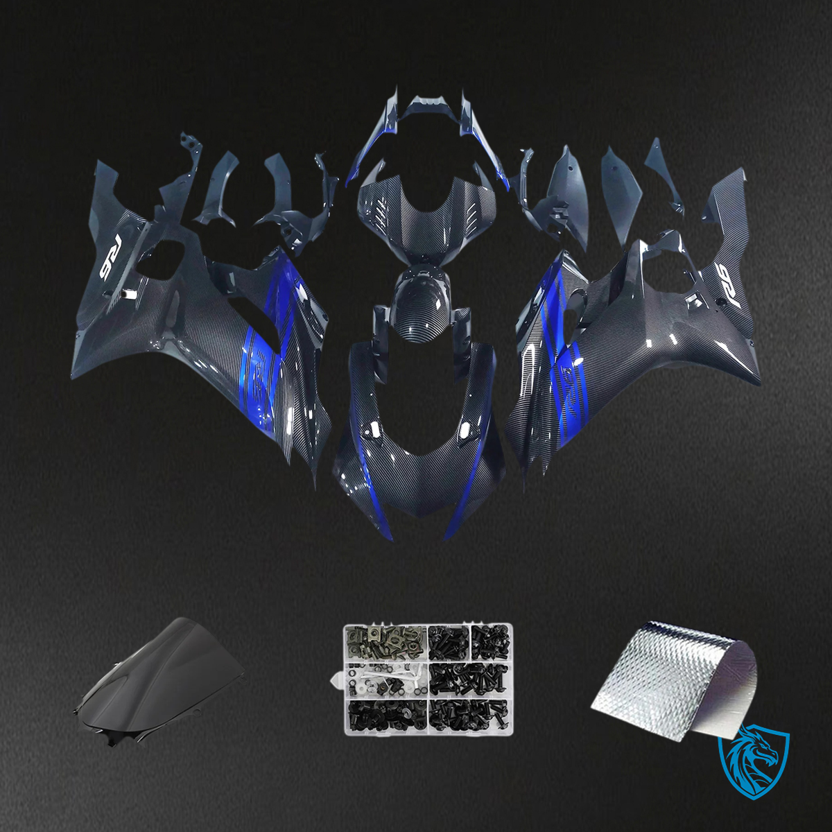 Yamaha YZF R6 (2017-2023) Carbon Fiber Blue & Black - Custom Fairing Kit