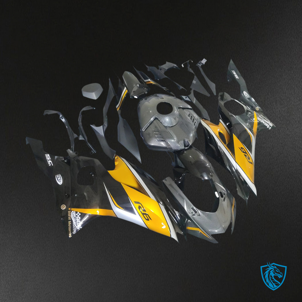Yamaha YZF R6 (2017-2023) Carbon Fiber Gold & Black - Aftermarket Fairing Kit