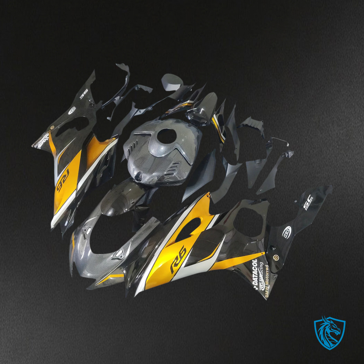 Yamaha YZF R6 (2017-2023) Carbon Fiber Gold & Black - Aftermarket Fairing Kit