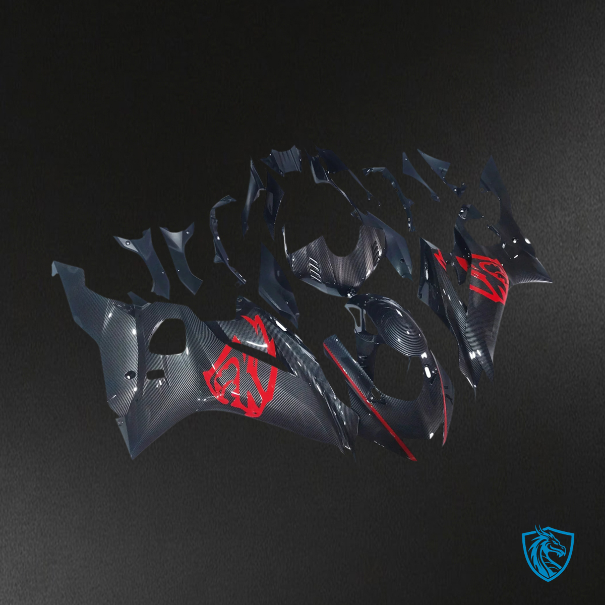 Yamaha YZF R6 (2017-2023) Carbon Fiber Red & Black - MERGEment Fairing Kit