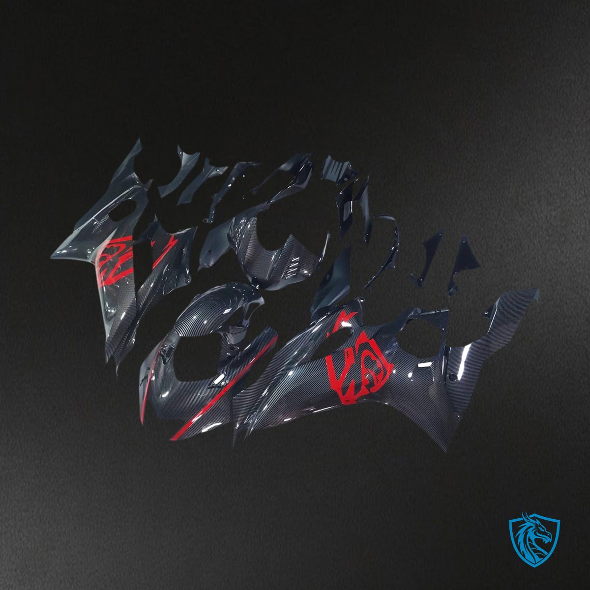 Yamaha YZF R6 (2017-2023) Carbon Fiber Red & Black - MERGEment Fairing Kit