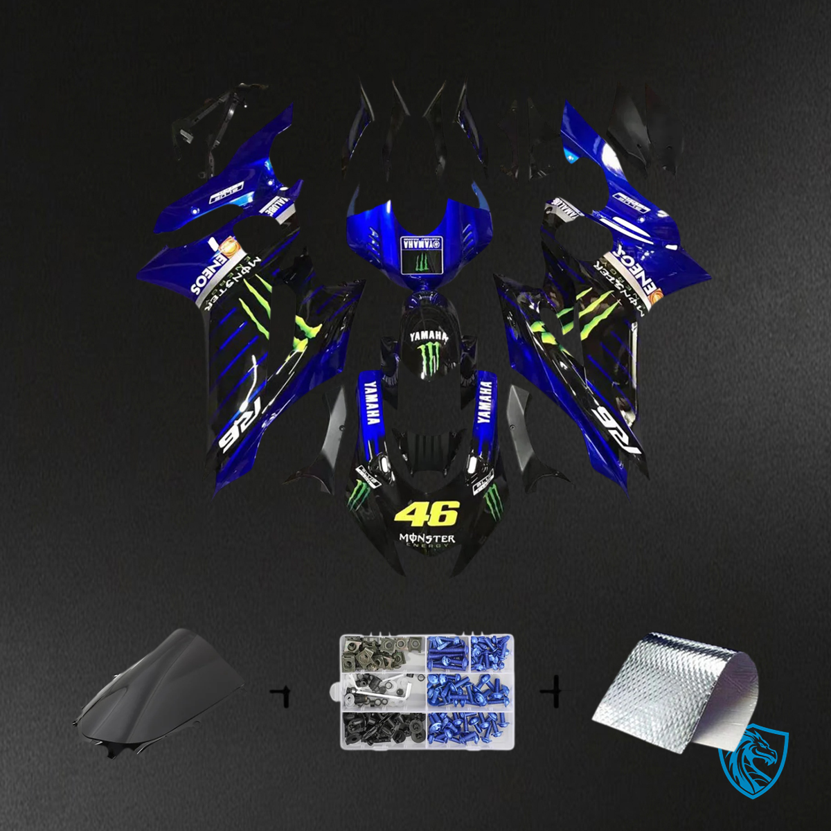 Yamaha YZF R6 (2017-2023) Glossy Blue & Black - Custom Fairing Kit
