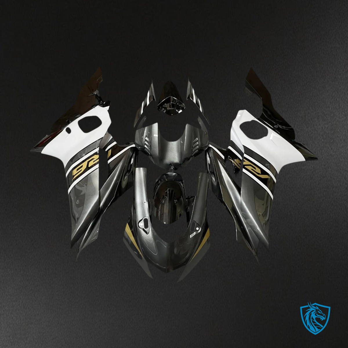 Yamaha YZF R6 (2017-2023) Glossy White, Black & Gold - Custom ABS Fairing Kit