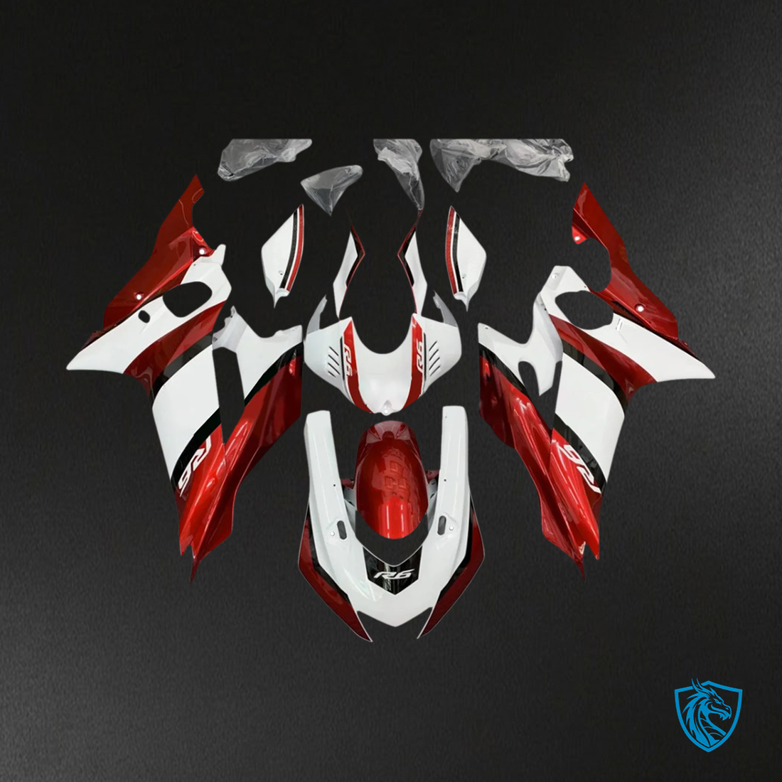 Yamaha YZF R6 (2017-2023) Glossy White & Red - Aftermarket Fairing Kit