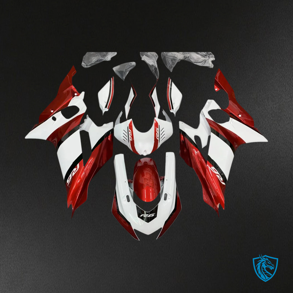 Yamaha YZF R6 (2017-2023) Glossy White & Red - Aftermarket Fairing Kit