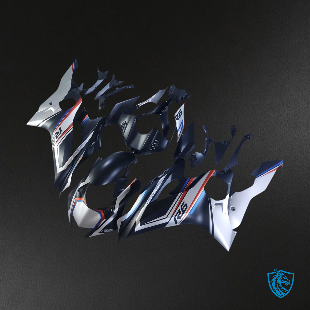 Yamaha YZF R6 (2017-2023) Gray, Black, Blue & Orange - MERGEment Fairing Kit
