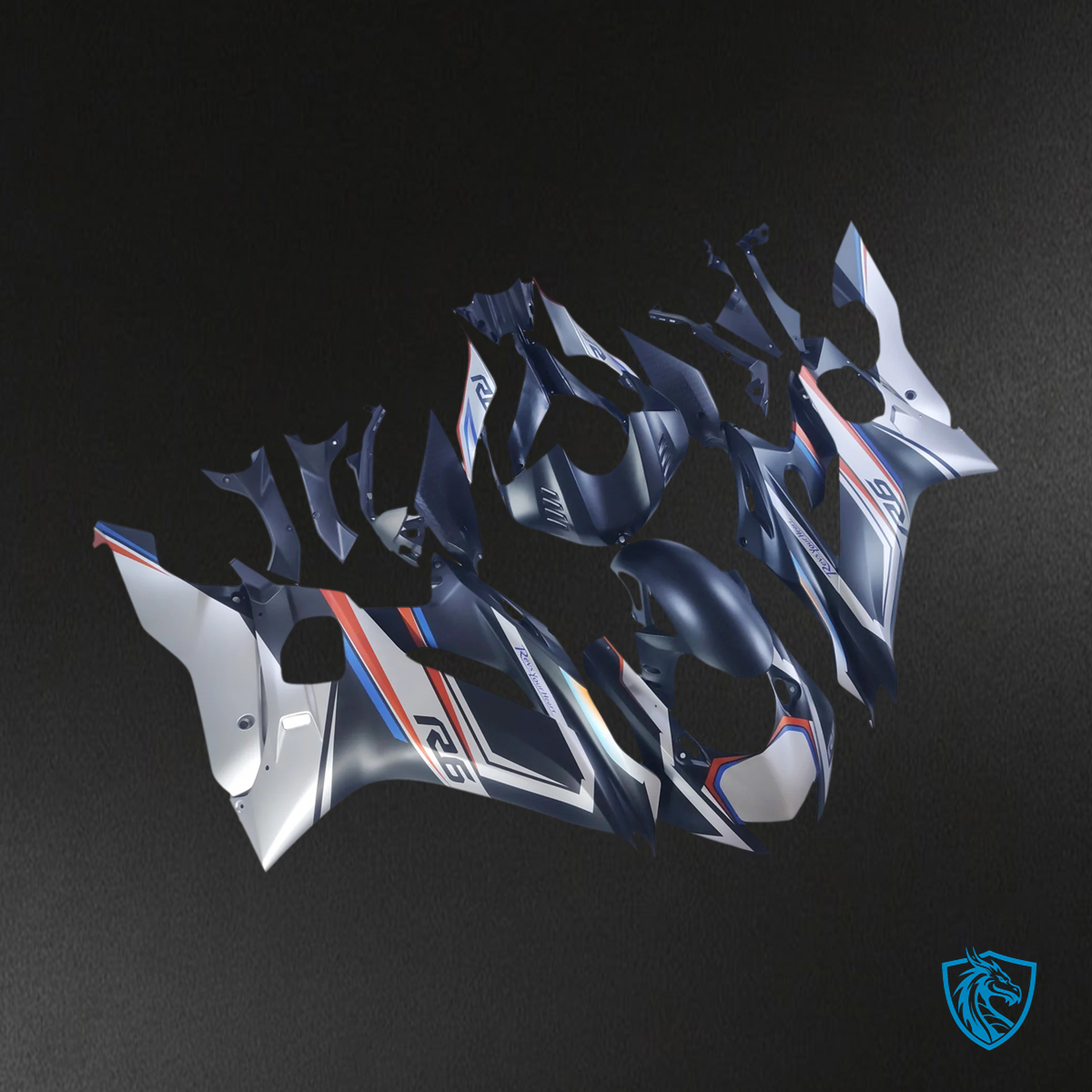 Yamaha YZF R6 (2017-2023) Gray, Black, Blue & Orange - MERGEment Fairing Kit