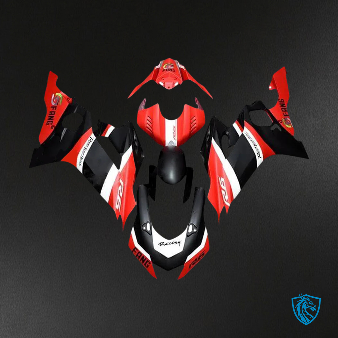 Yamaha YZF R6 (2017-2023) Matte Black, White & Red - Custom Fairing Kit