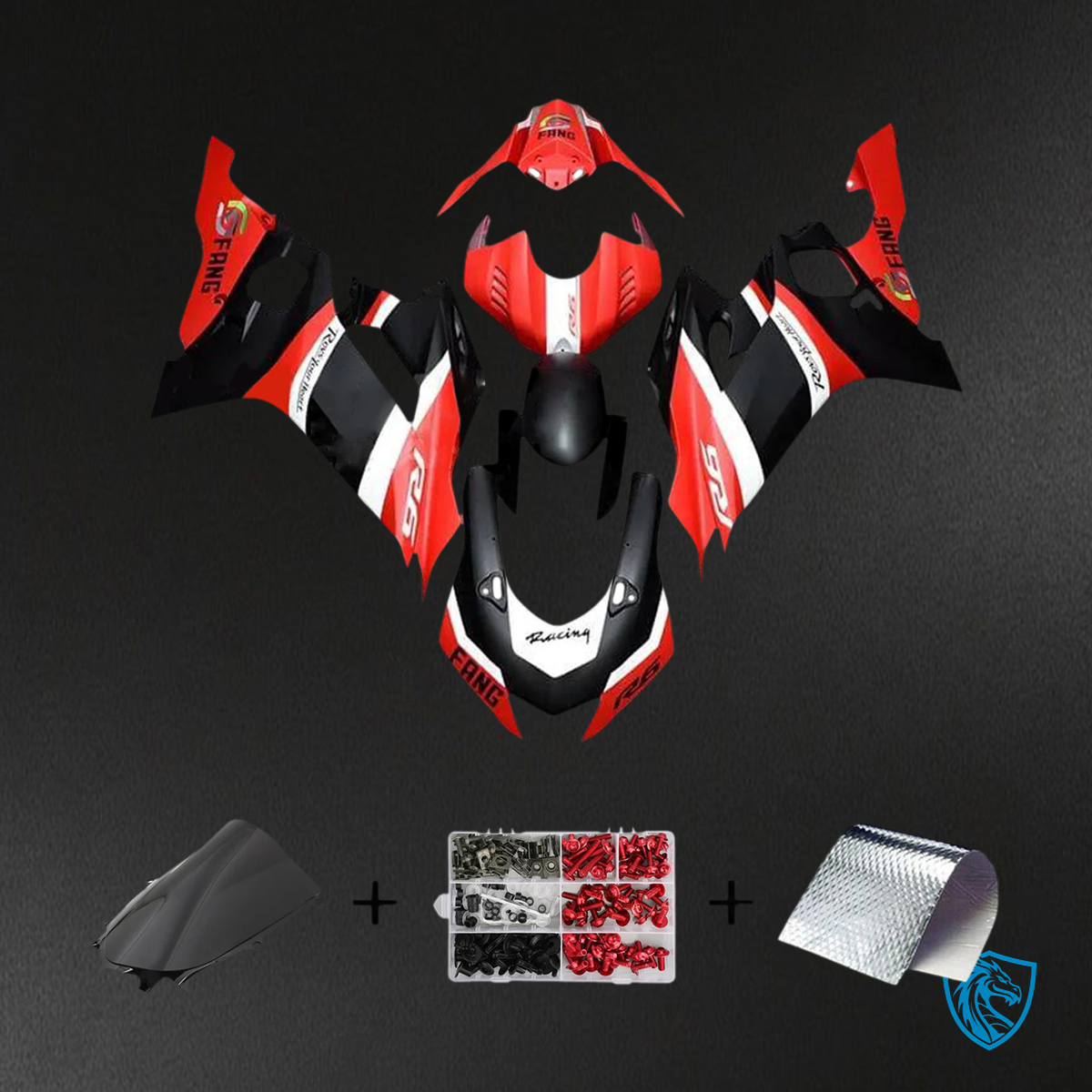 Yamaha YZF R6 (2017-2023) Matte Black, White & Red - Custom Fairing Kit