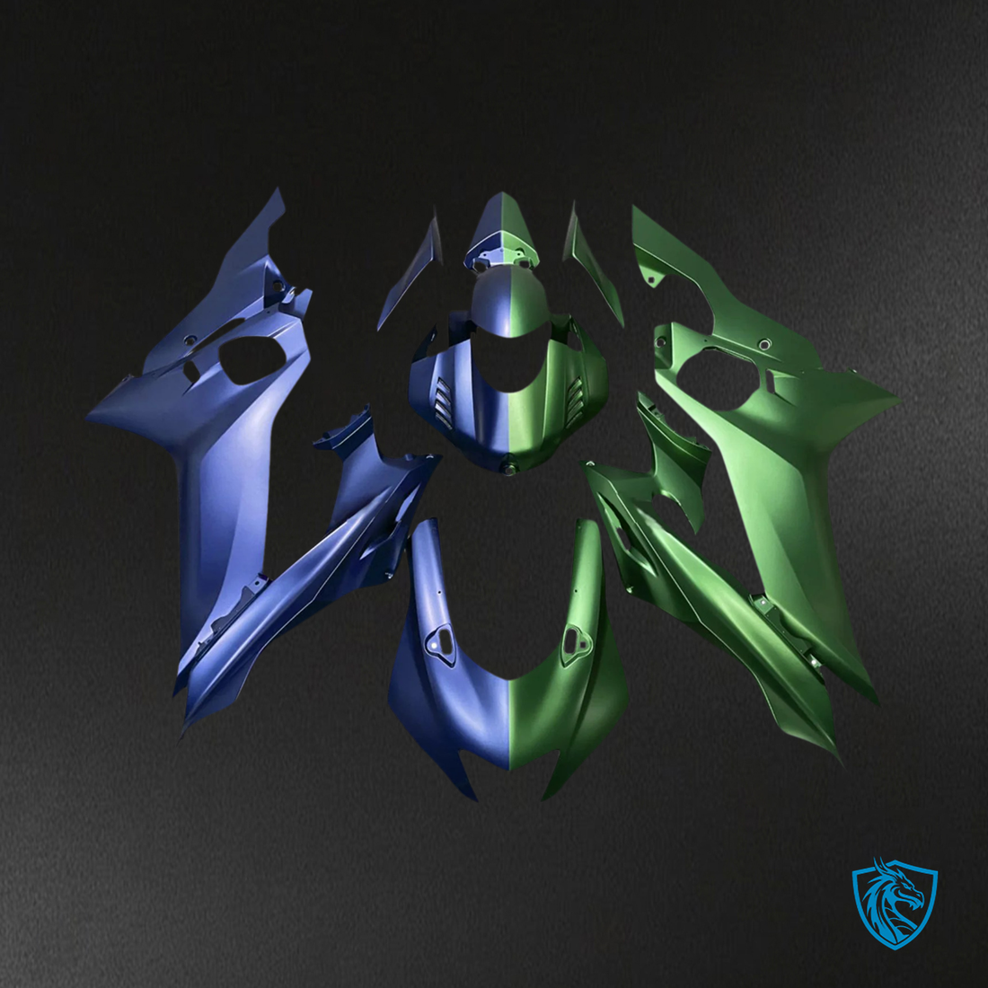 Yamaha YZF R6 (2017-2023) Matte Blue & Green - Aftermarket Fairing Kit
