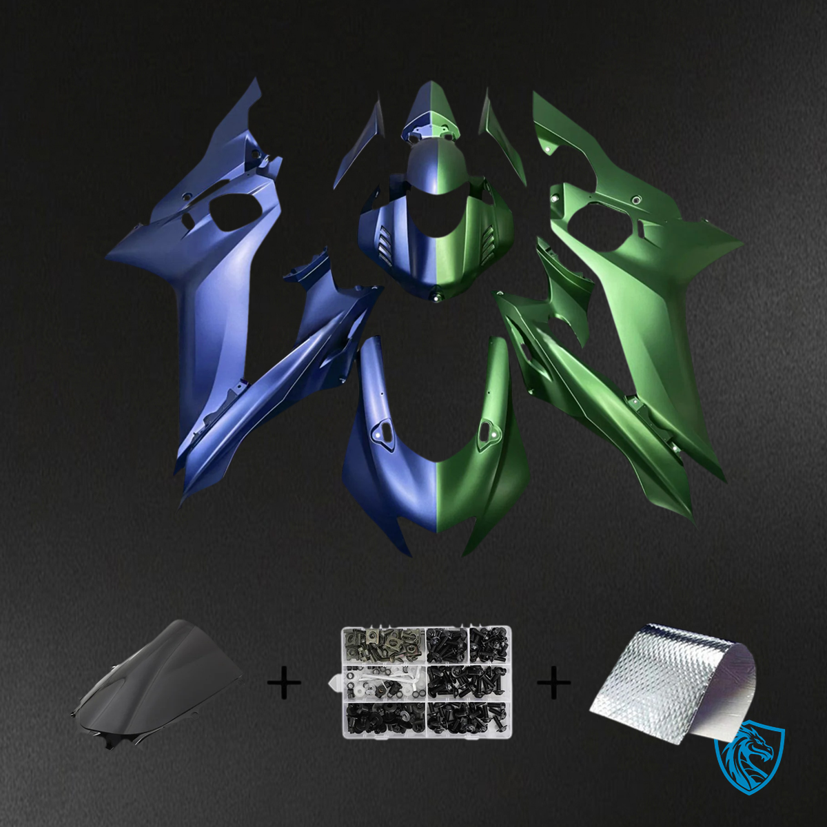 Yamaha YZF R6 (2017-2023) Matte Blue & Green - Aftermarket Fairing Kit
