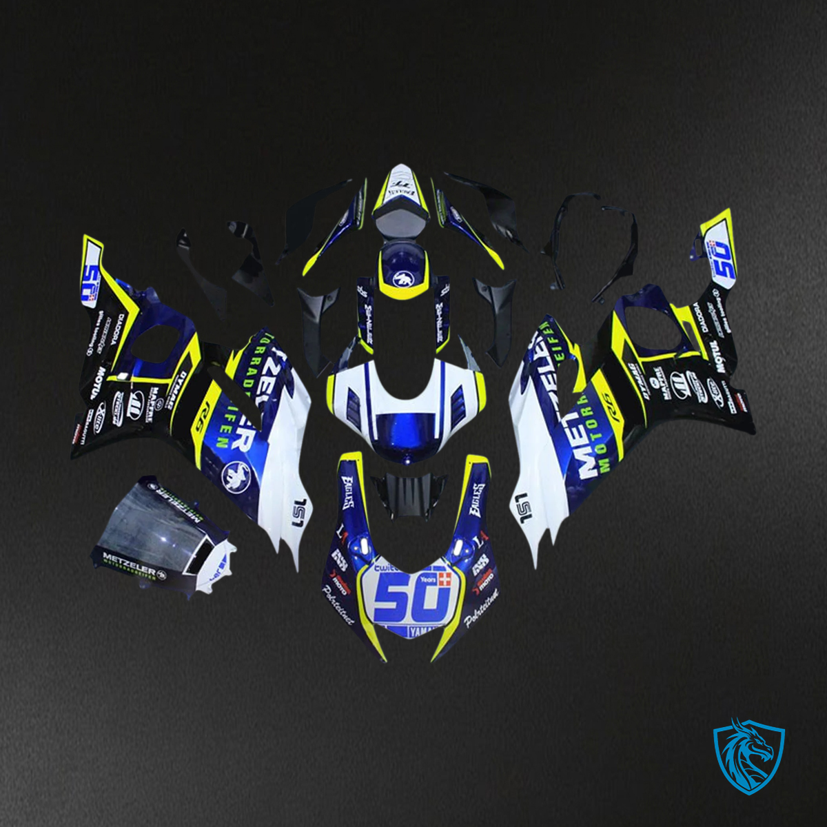 Yamaha YZF R6 (2017-2023) White, Blue, Black and Yellow - Fairing Kit