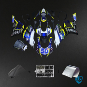 White, Blue, Black and Yellow