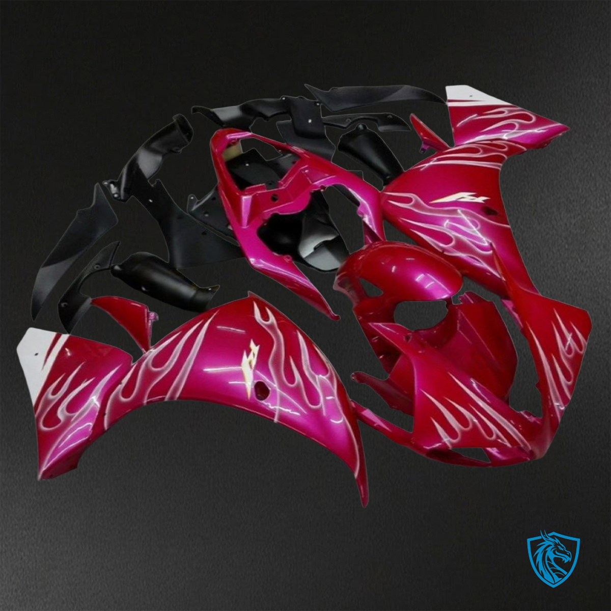 Yamaha YZF R1 (2009-2011) Gloss Red Flame - Custom ABS Fairing Kit