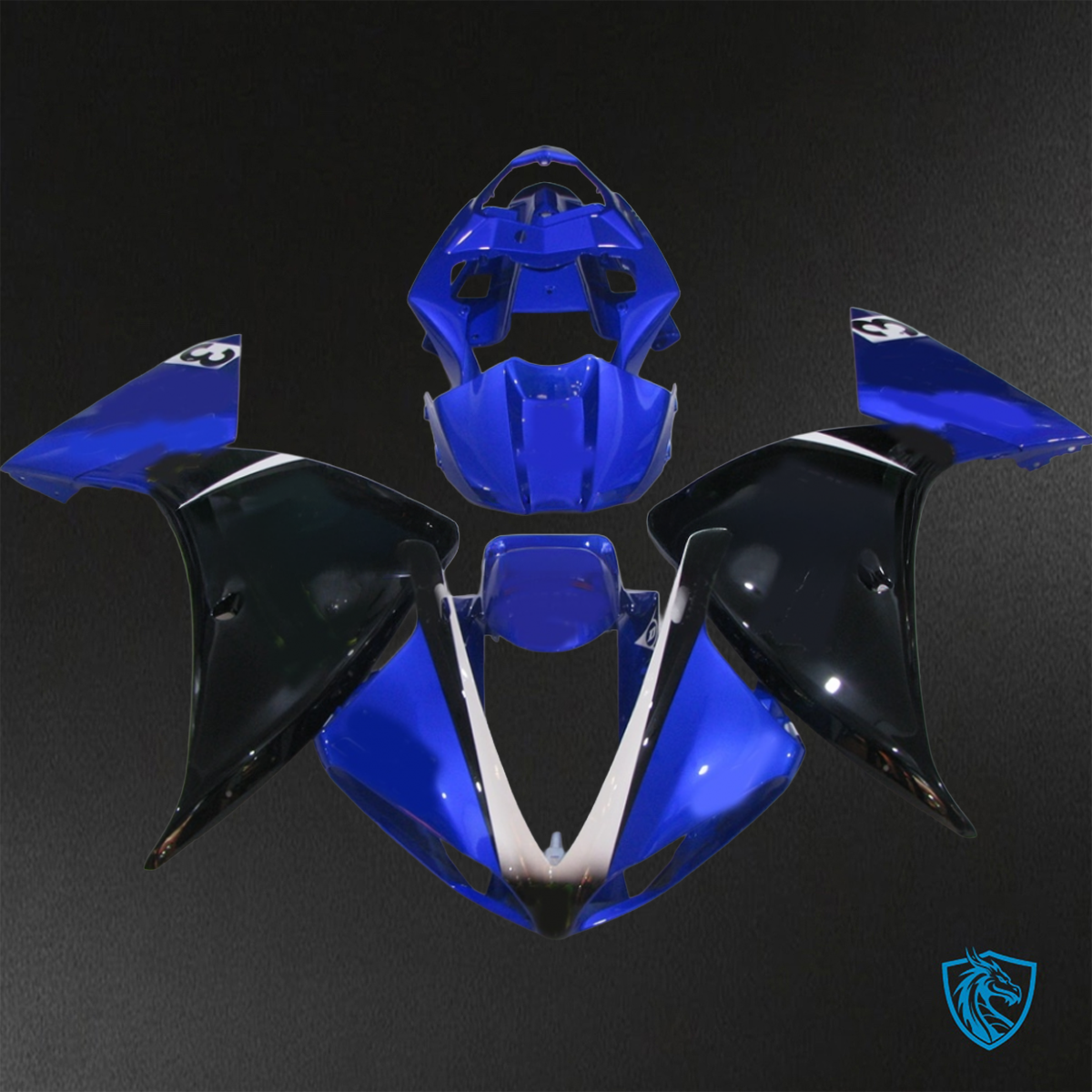 Yamaha YZF R1 (2009-2011) Gloss Black & Blue ABS Bodywork - Fairings Kit
