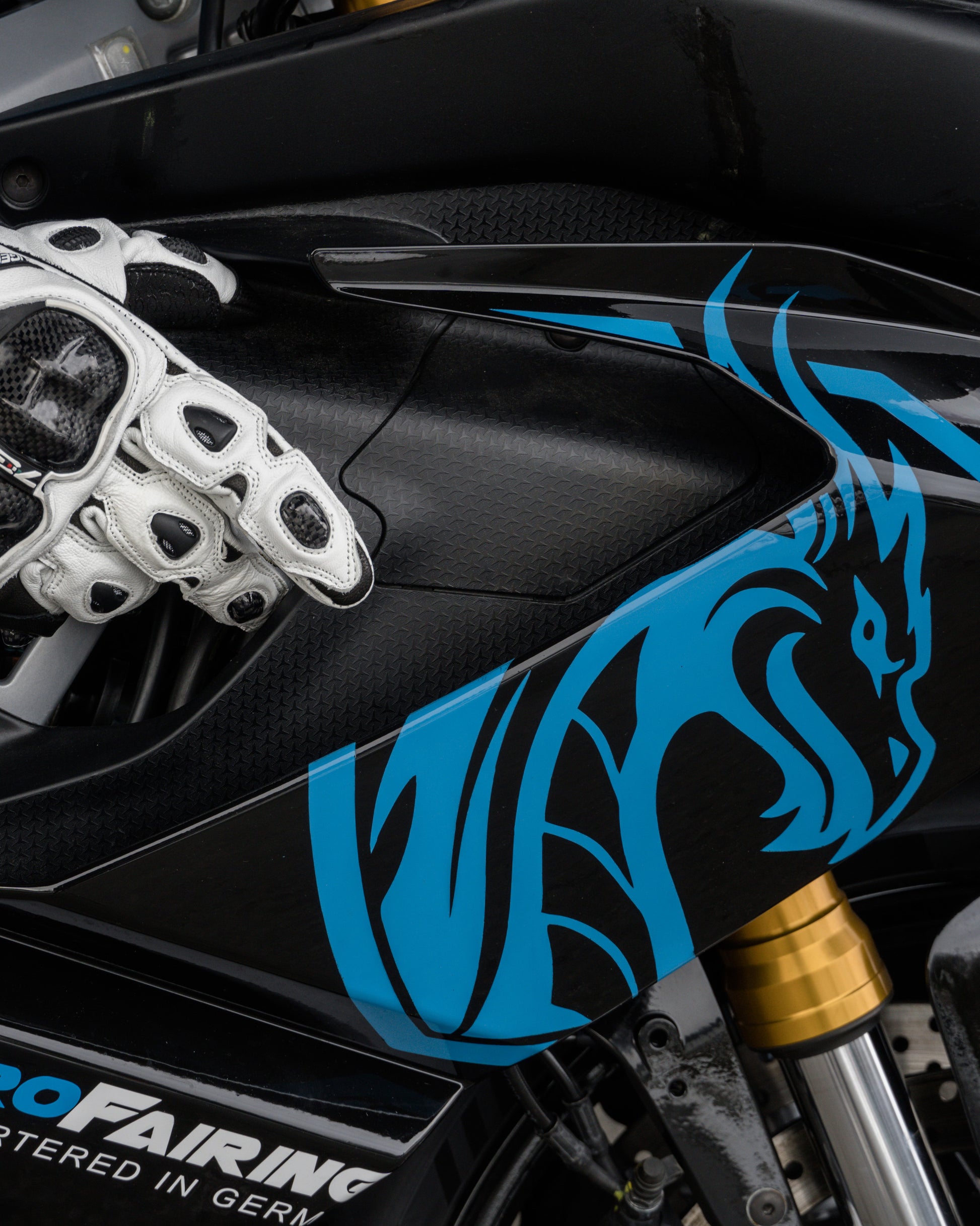 Aprilia RS660 EuroFairings Blue Edition, engine section with fairing