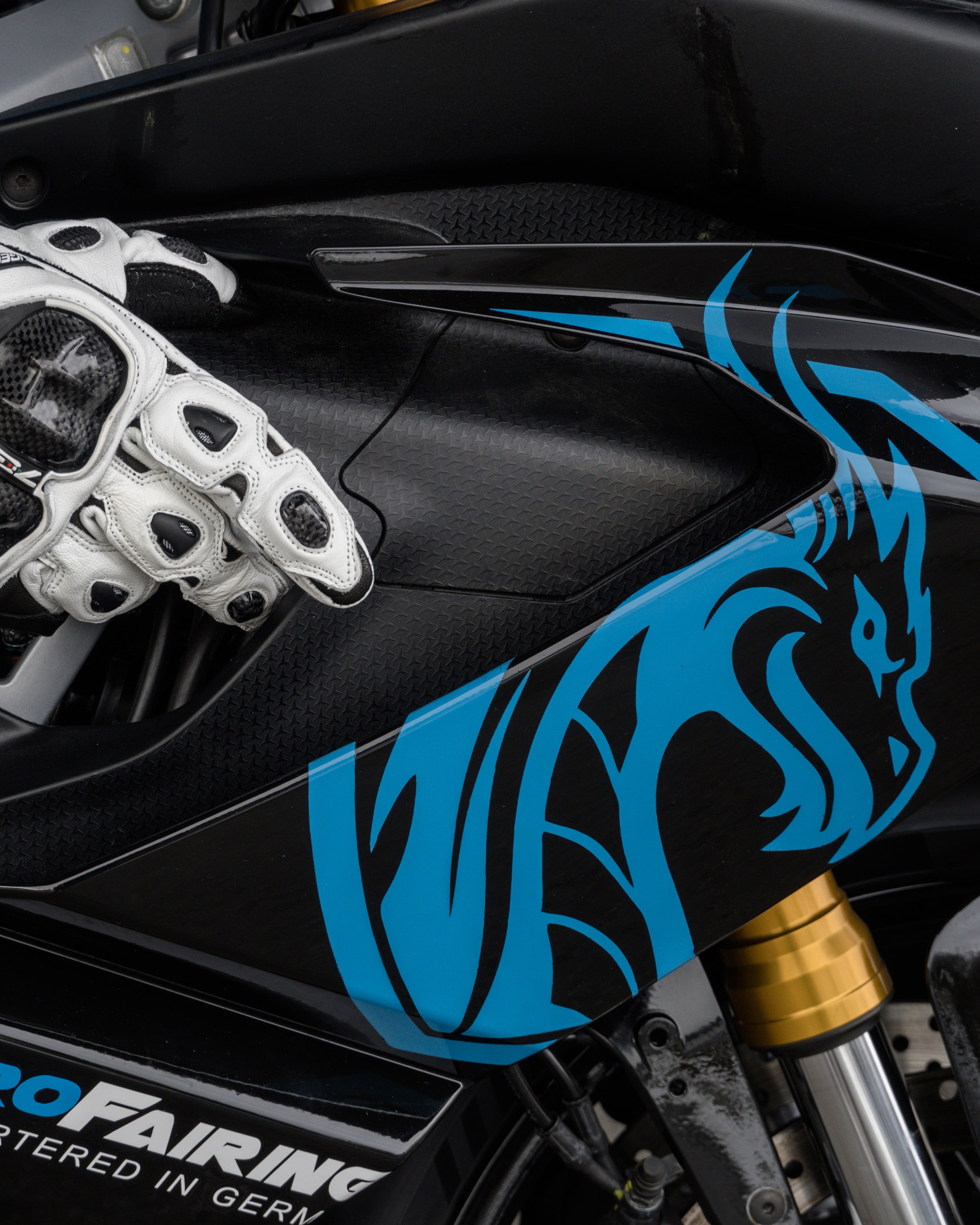Aprilia RS660 EuroFairings Blue Edition, engine section with fairing