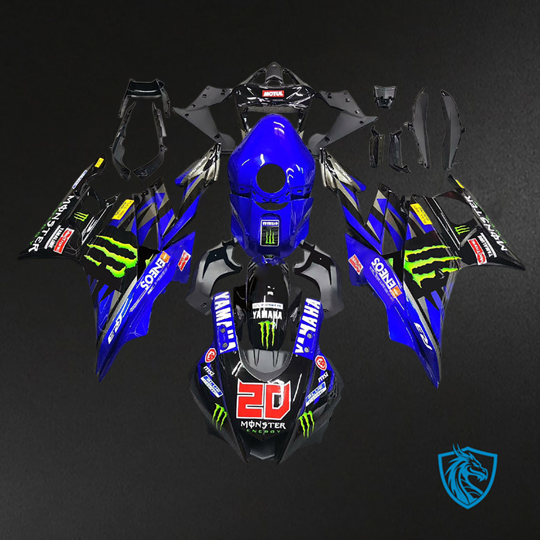Yamaha YZF-R3-R25 (2022-2024) Black, Blue & Green Fairing ABS Bodywork